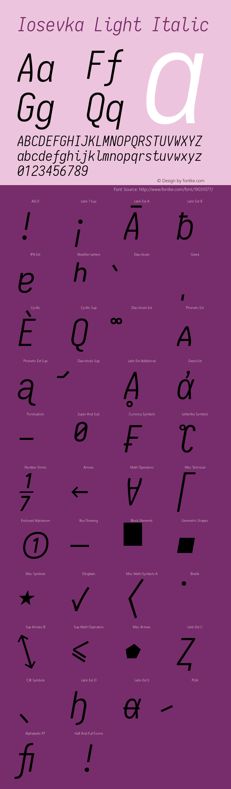 Iosevka Light Italic 1.12.2; ttfautohint (v1.6)图片样张