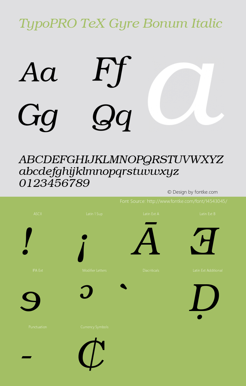 TypoPRO TeX Gyre Bonum Italic Version 2.004;PS 2.004;hotconv 1.0.49;makeotf.lib2.0.14853图片样张