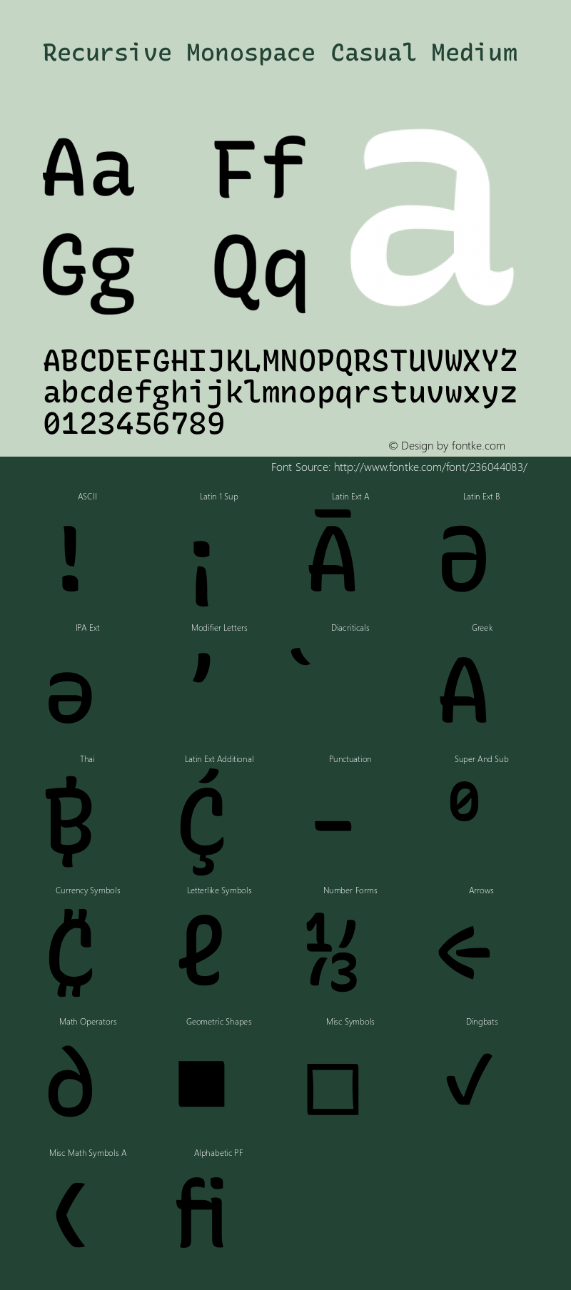 Recursive Monospace Casual Medium Version 1.085图片样张