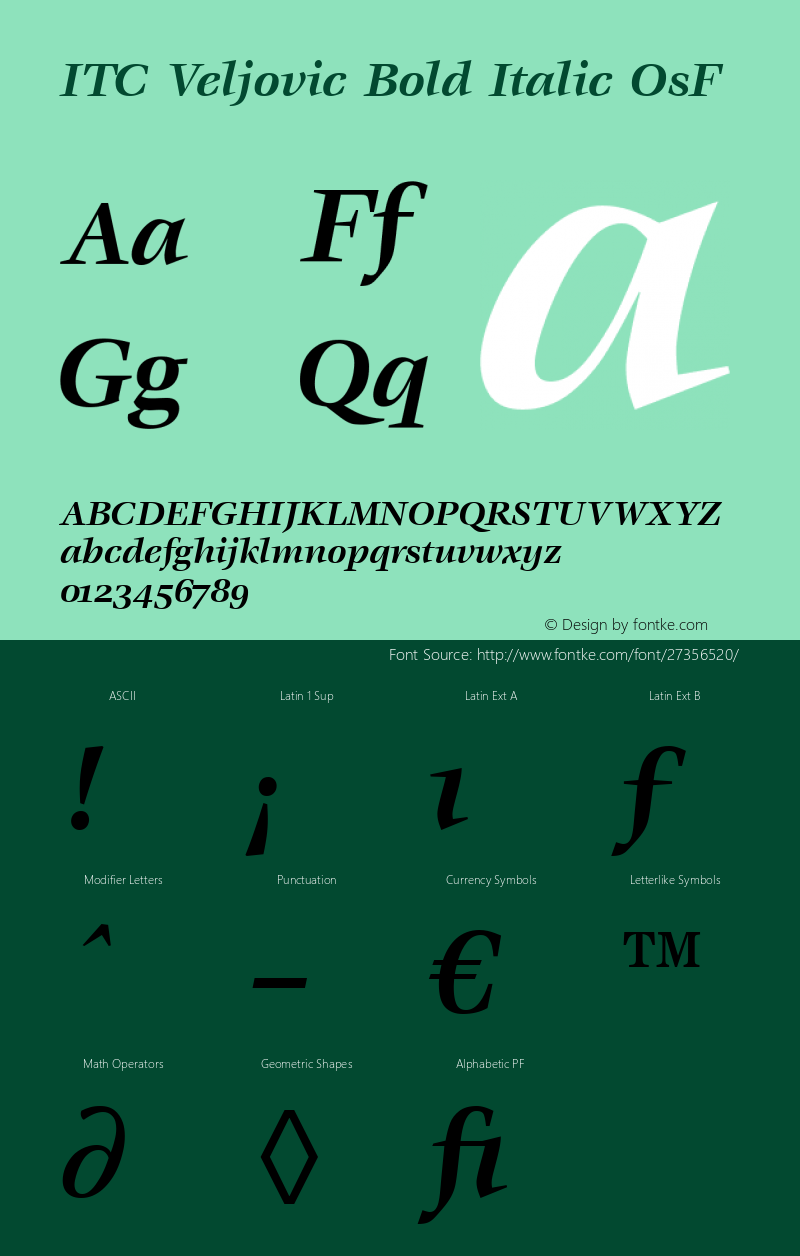 Veljovic Book OsF Bold Italic Version 1.00图片样张