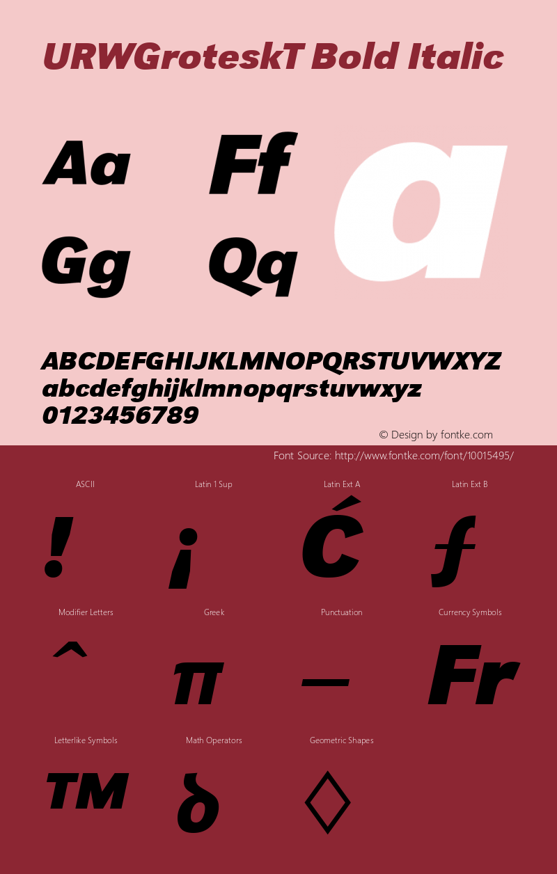 URWGroteskT Bold Italic Version 001.005图片样张