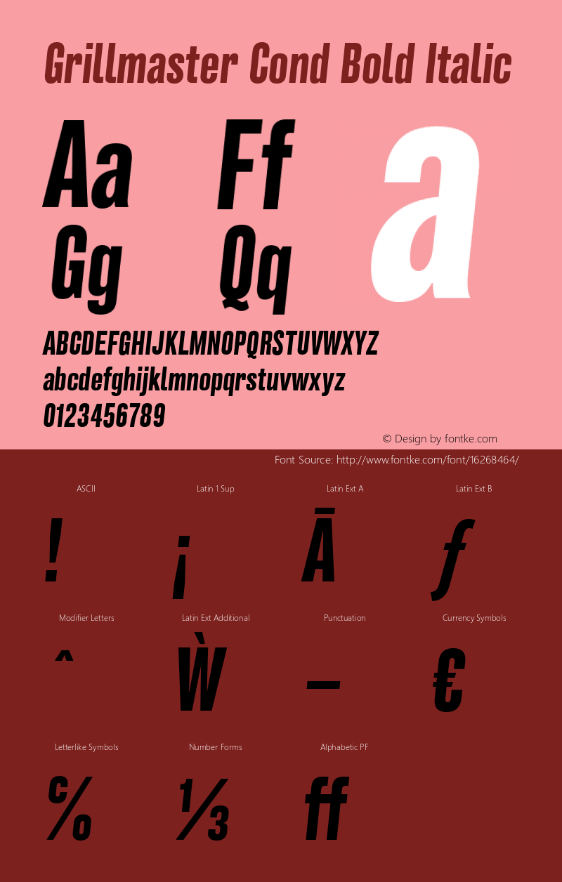 Grillmaster Cond Bold Italic Version 1.000图片样张