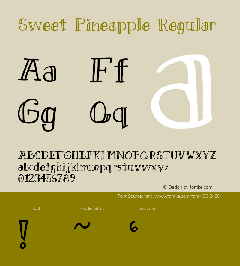 Sweet Pineapple Regular Version 1.005;PS 001.005;hotconv 1.0.70;makeotf.lib2.5.58329图片样张