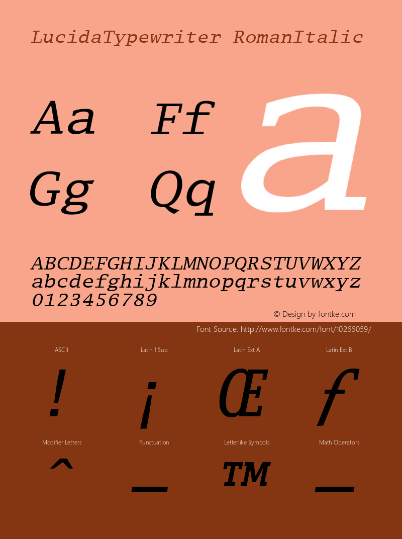 LucidaTypewriter RomanItalic Version 1.00图片样张