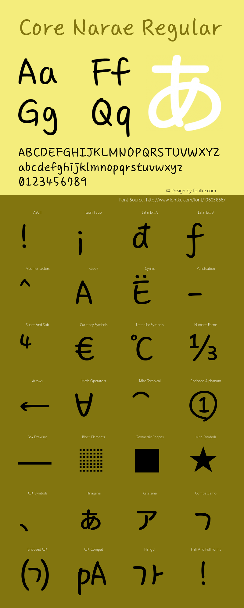 Core Narae Regular Version 1.000 2012 0316;com.myfonts.s-core.corenarae.regular.wfkit2.3NHv图片样张