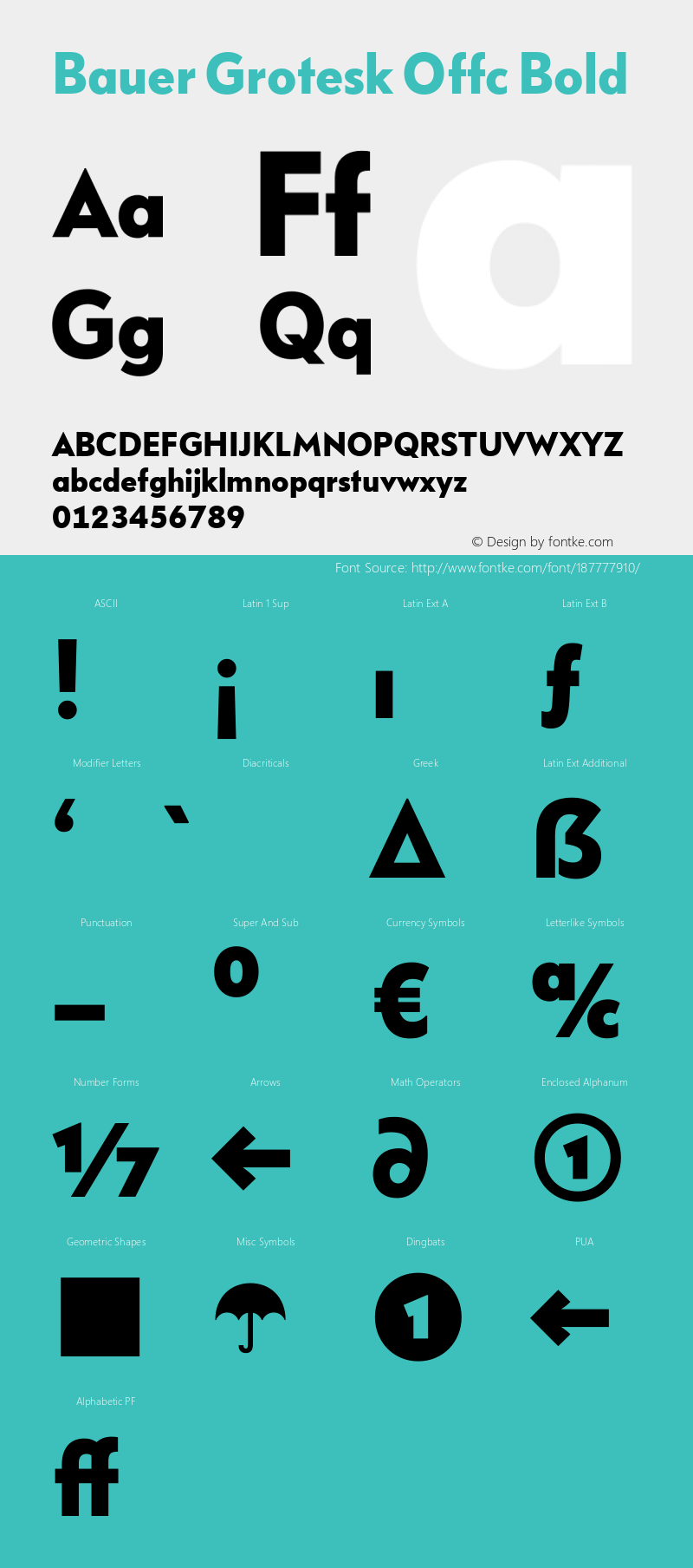 Bauer Grotesk Offc Bold Version 7.504; 2014; Build 1020图片样张