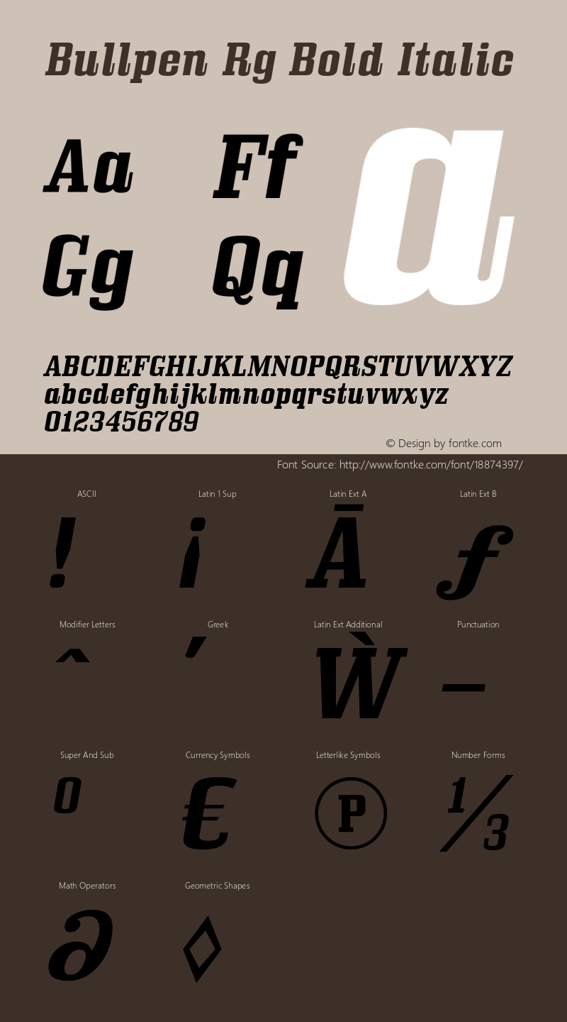 Bullpen Rg Bold Italic Version 5.002图片样张