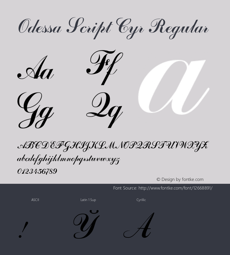 Odessa Script Cyr Regular Altsys Fontographer 3.5  6/26/92图片样张