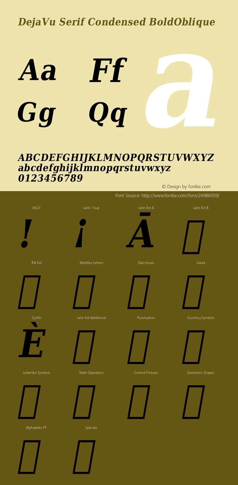 DejaVu Serif Condensed Bold Oblique Version 1.13图片样张