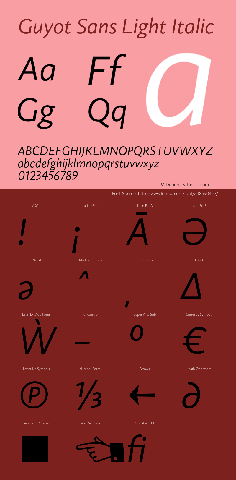 Guyot Sans Light Italic Version 1.000图片样张