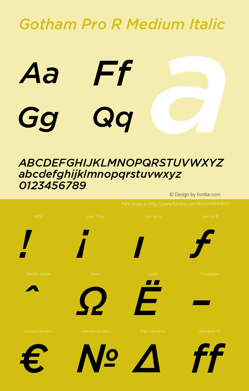 GothamProRMediumItalic Version 1.001图片样张