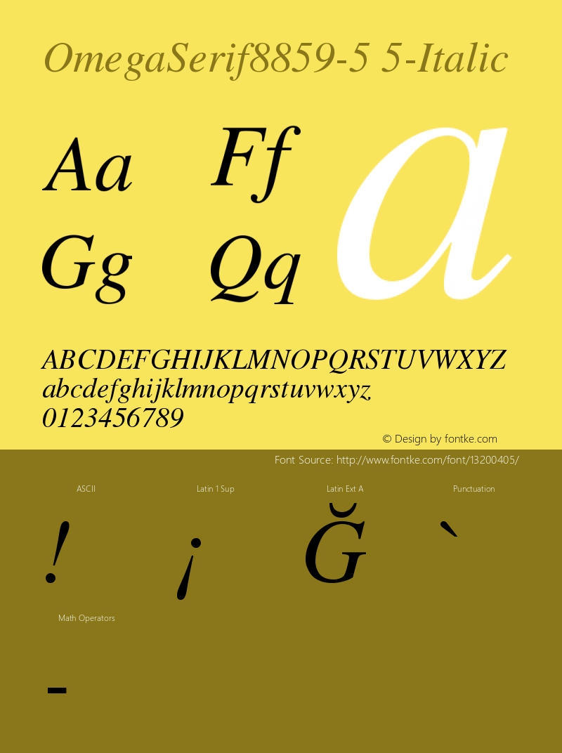 OmegaSerif8859-5 5-Italic Version 001.000图片样张