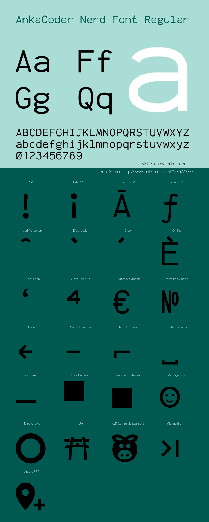 AnkaCoder Regular Nerd Font Complete Version 001.100;Nerd Fonts 2图片样张