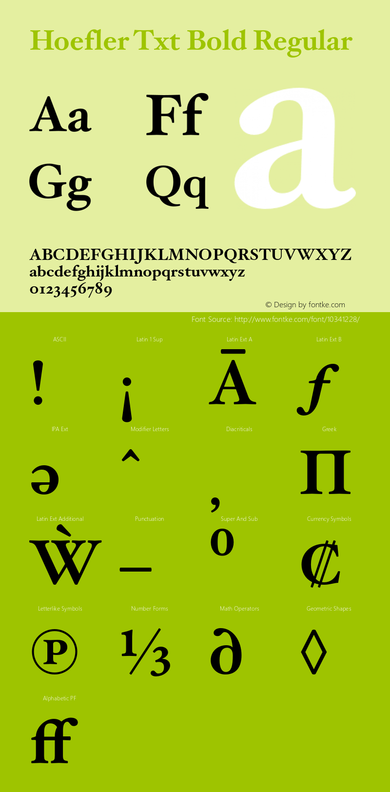 Hoefler Txt Bold Regular Version 1.201图片样张