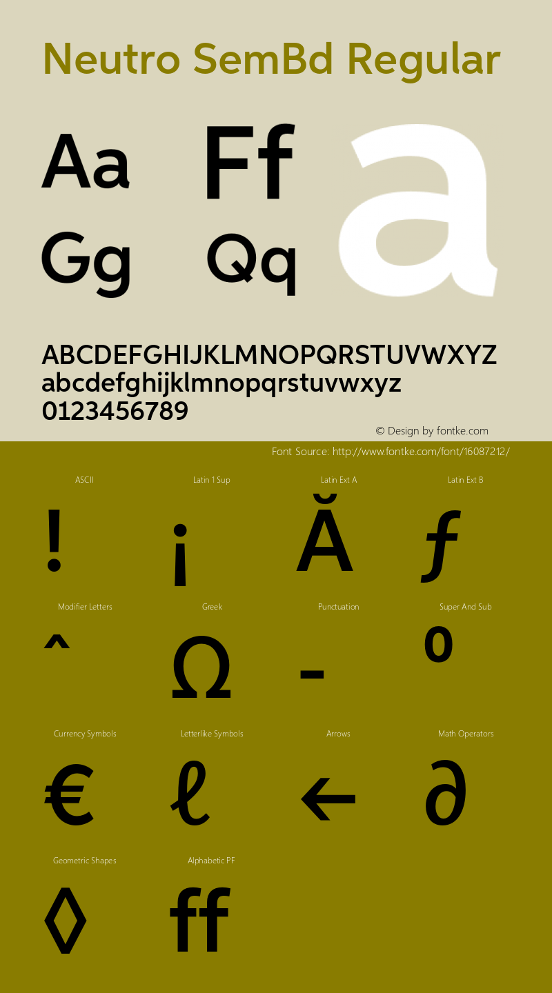 Neutro SemBd Regular Version 1.05          UltraPrecision Font;com.myfonts.easy.durotype.neutro.demi.wfkit2.version.4wkz图片样张