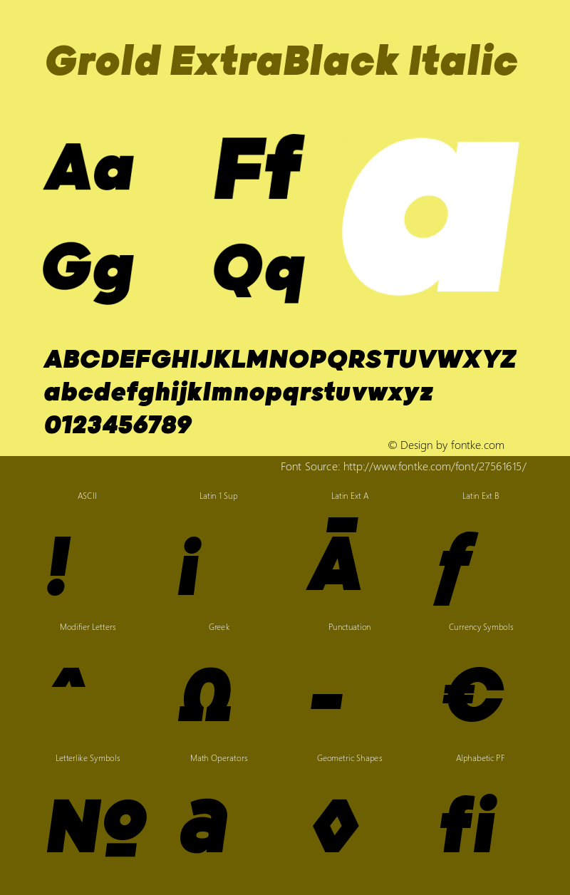 Grold ExtraBlack Italic Version 1.000;YWFTv17图片样张