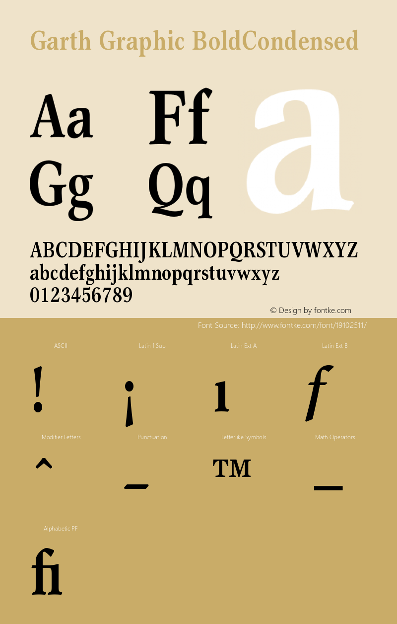 Garth Graphic Bold Condensed Version 001.000图片样张