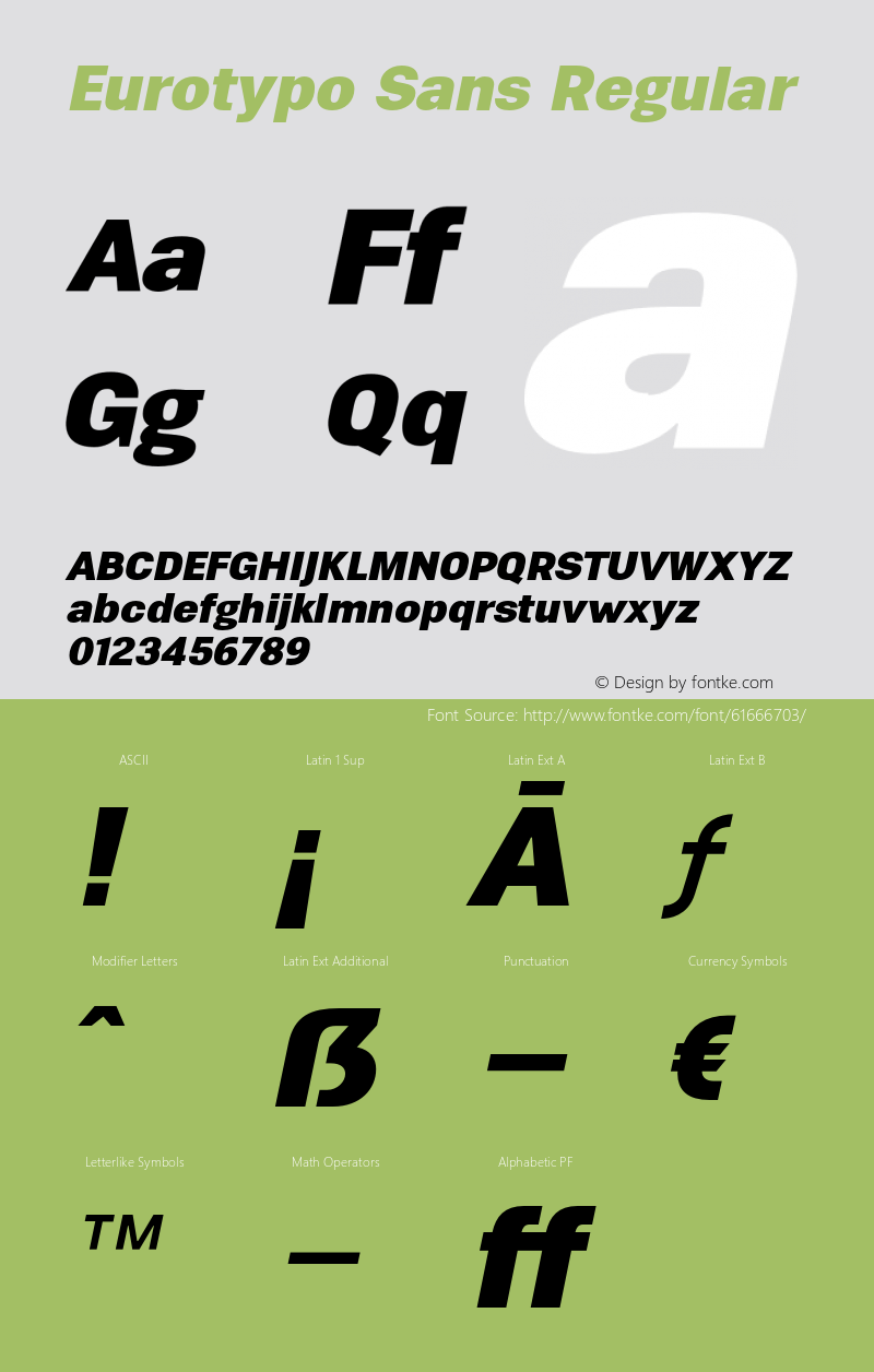 Eurotypo Sans W05 Expan Blk It Version 1.00图片样张