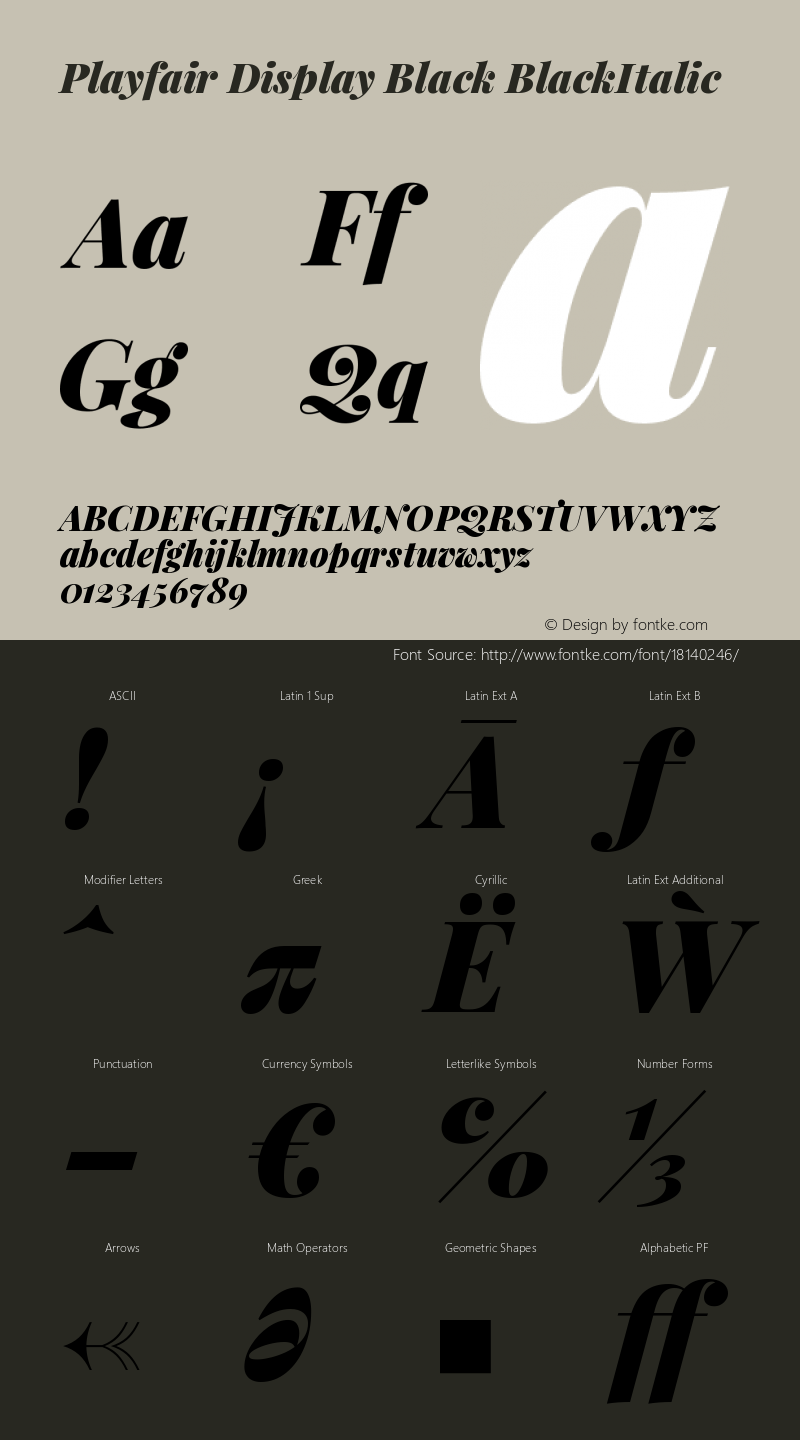 Playfair Display Black BlackItalic Version 1.002;PS 001.002;hot图片样张