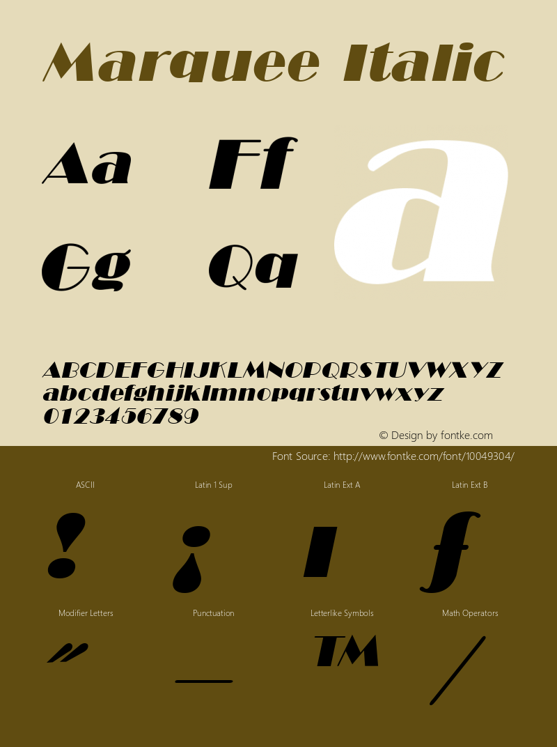 Marquee Italic W.S.I. Int'l v1.1 for GSP: 6/20/95图片样张