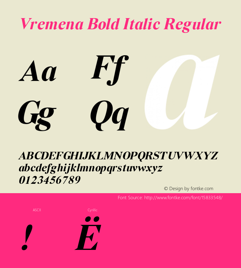 Vremena Bold Italic Regular 001.000; ttfautohint (v1.4.1)图片样张