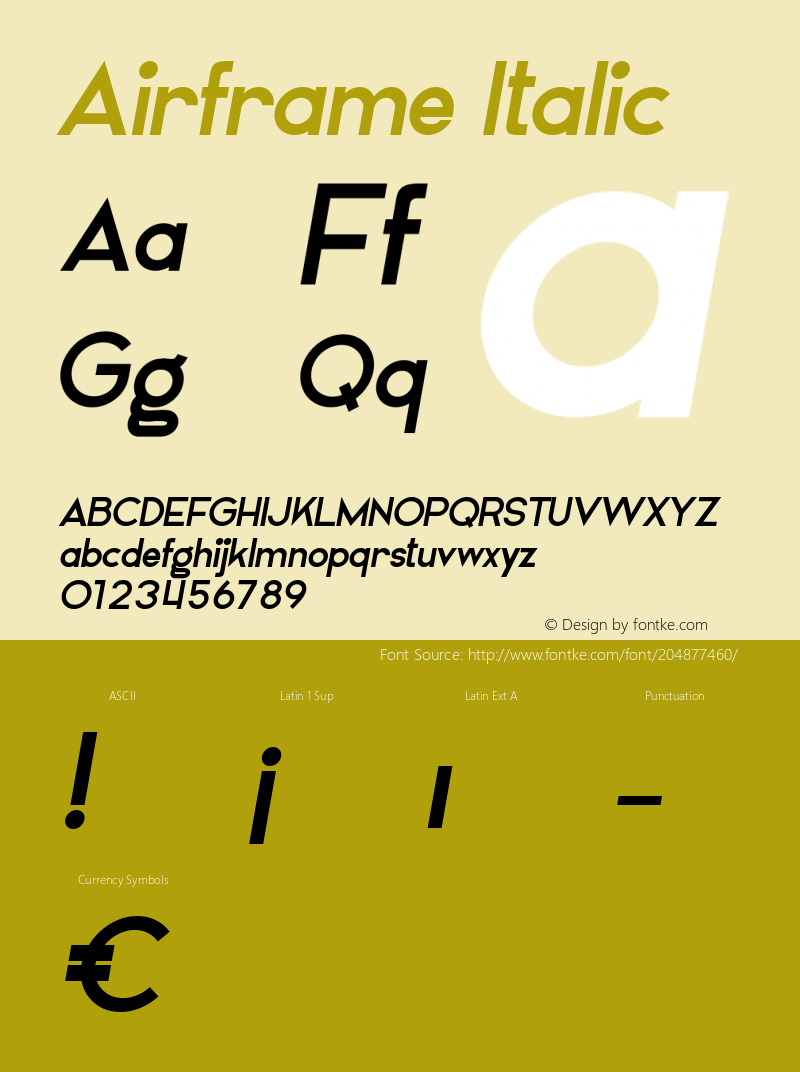 Airframe Italic Version 1.002;Fontself Maker 3.5.4图片样张