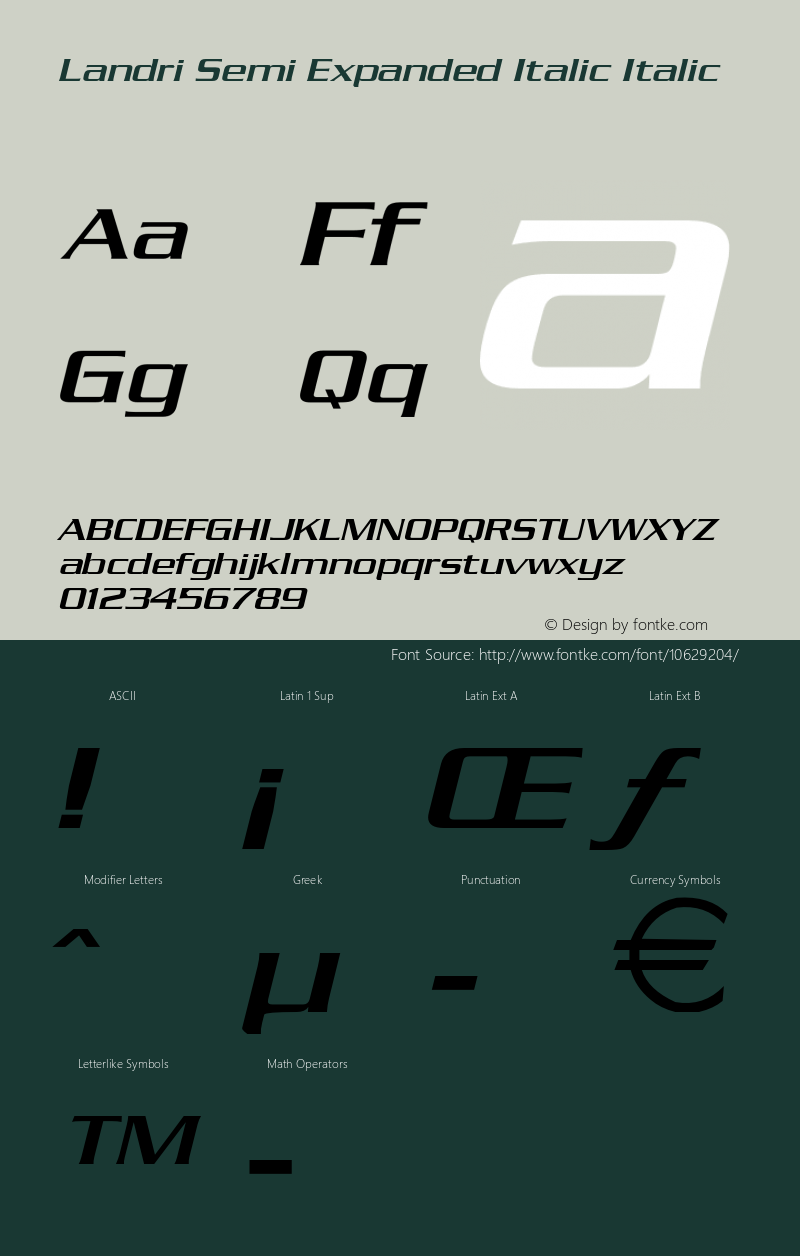 Landri Semi Expanded Italic Italic Version 1.000图片样张