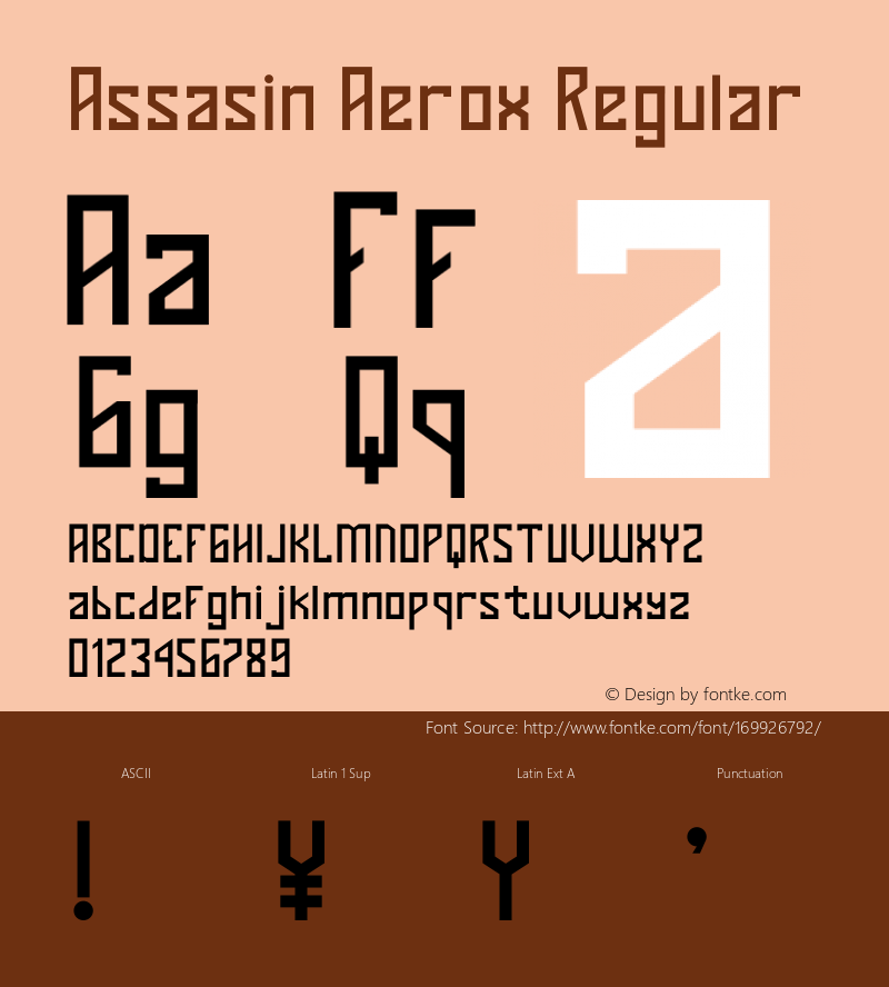 Assasin Aerox Version 1.00;July 27, 2021;FontCreator 11.5.0.2430 64-bit图片样张