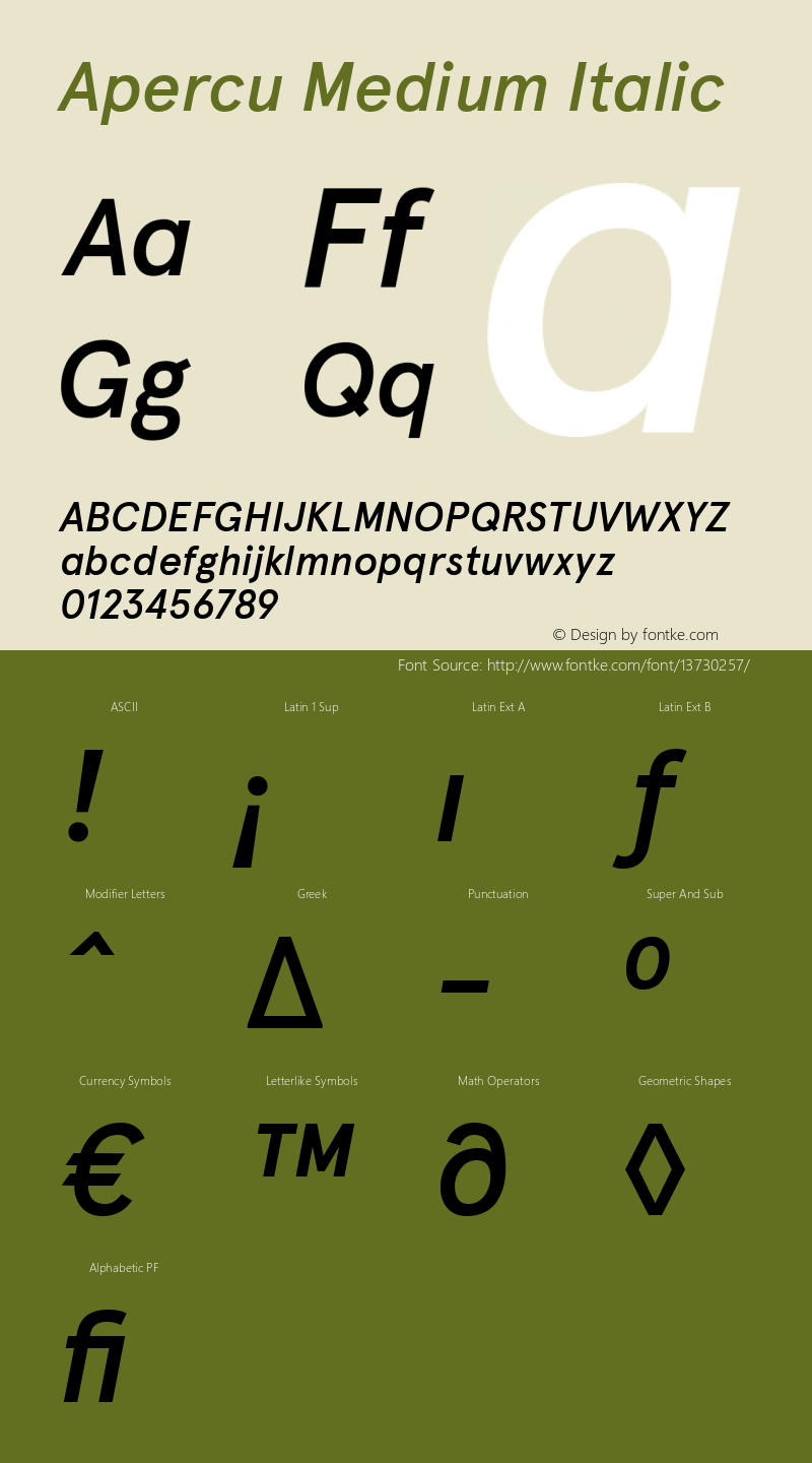 Apercu Medium Italic Version 1.000图片样张