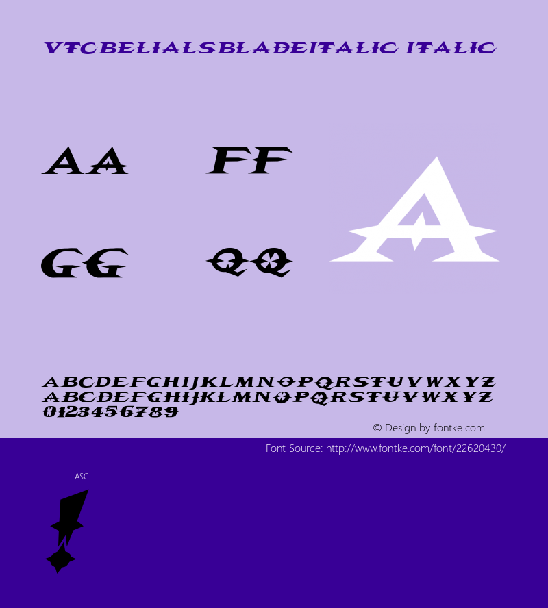 VTCBelialsBladeItalic 1999; 1.0, initial release图片样张