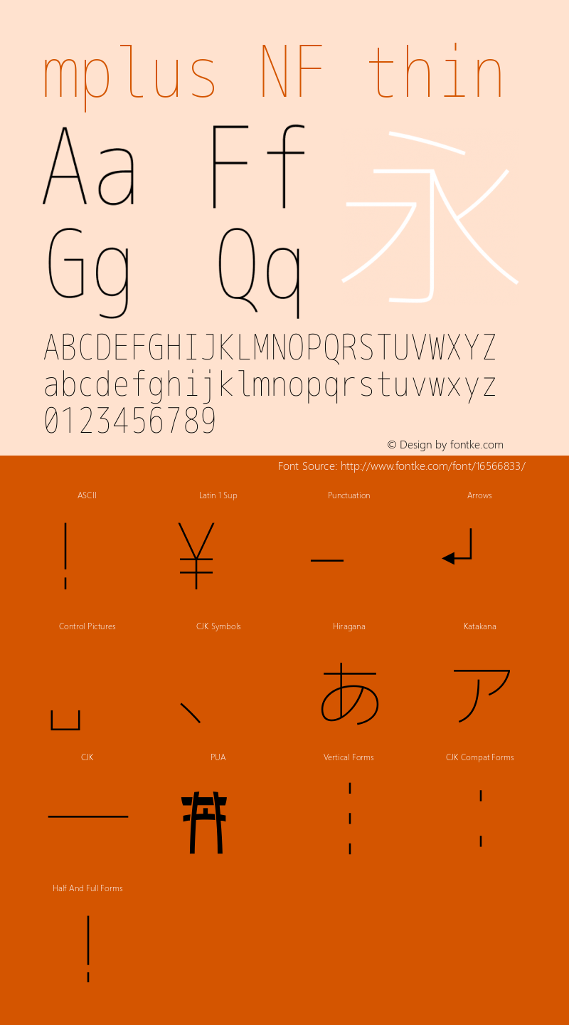 mplus NF thin Version 1.018;Nerd Fonts 0.8图片样张