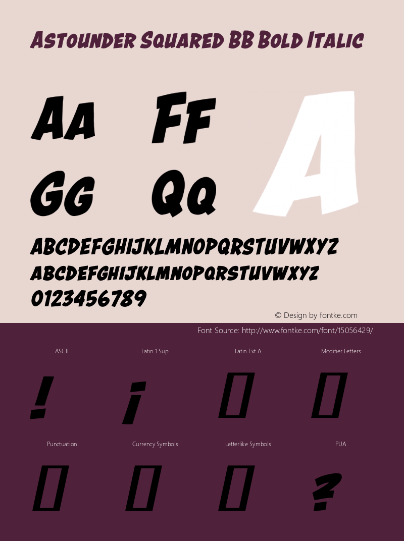Astounder Squared BB Bold Italic Version 1.000图片样张
