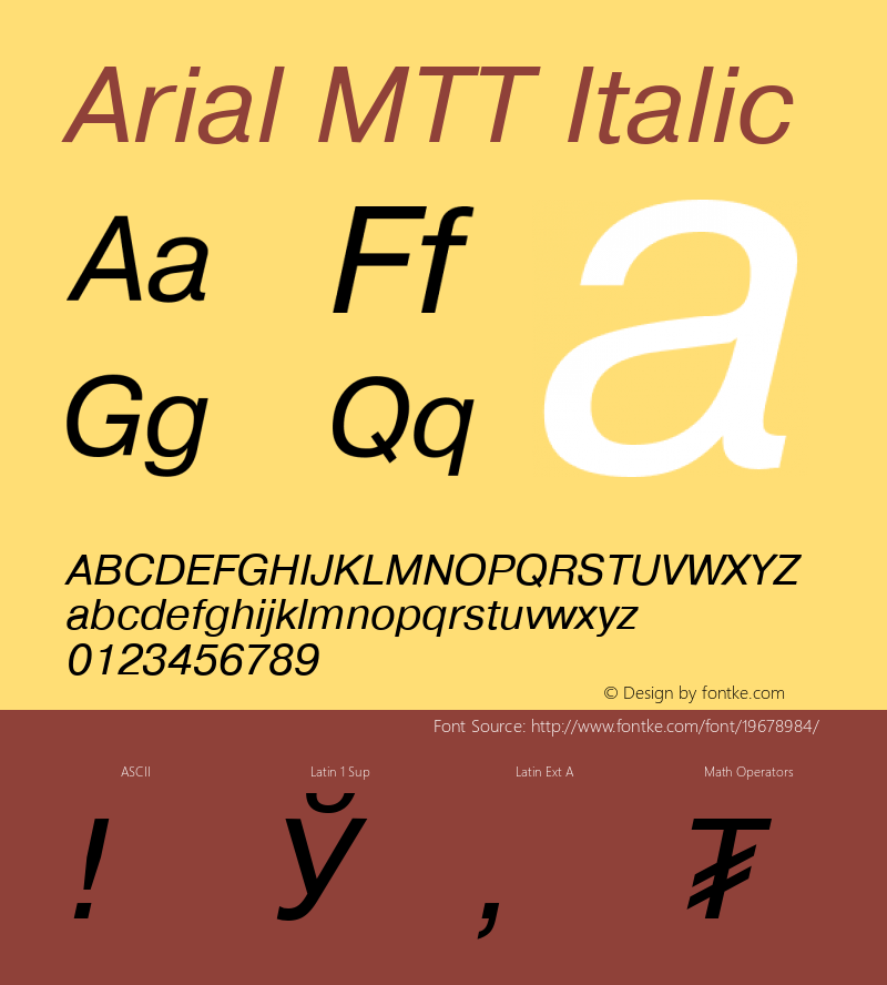 Arial MTT Italic TrueType Maker version 1.00.03图片样张