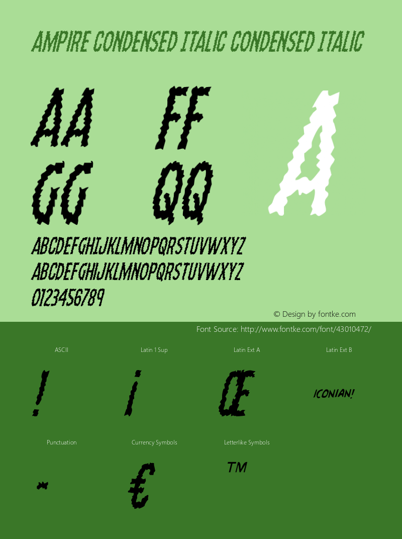 Ampire Condensed Italic Version 1.0; 2019图片样张