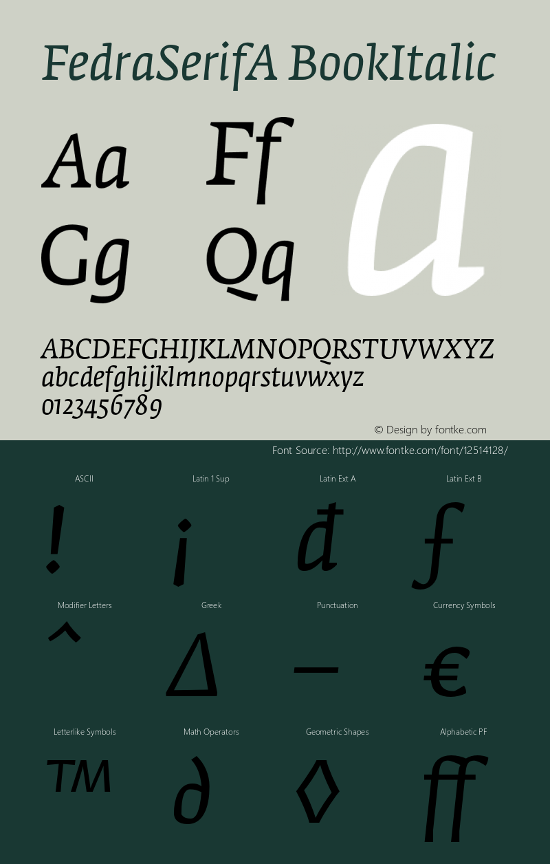 FedraSerifA BookItalic Version 001.000图片样张