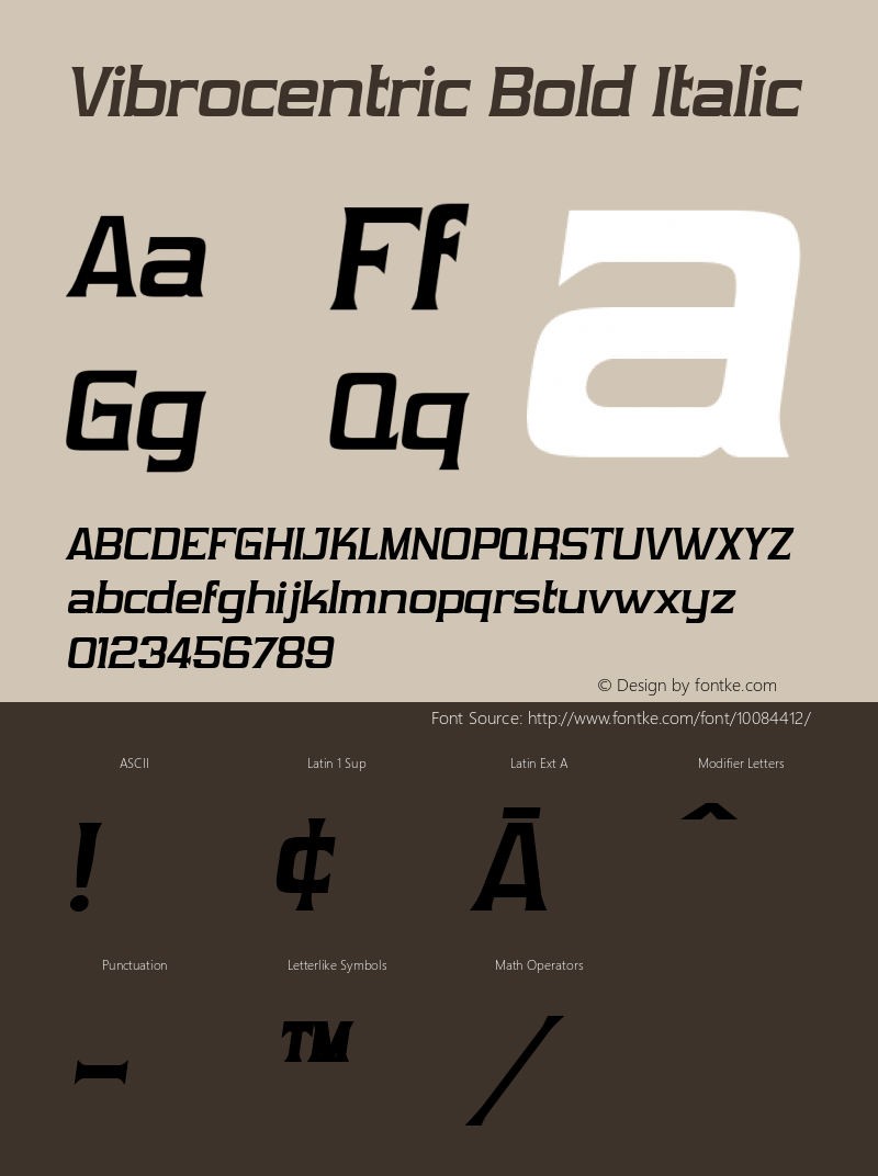 Vibrocentric Bold Italic Version 2.0; 1999; initial release图片样张