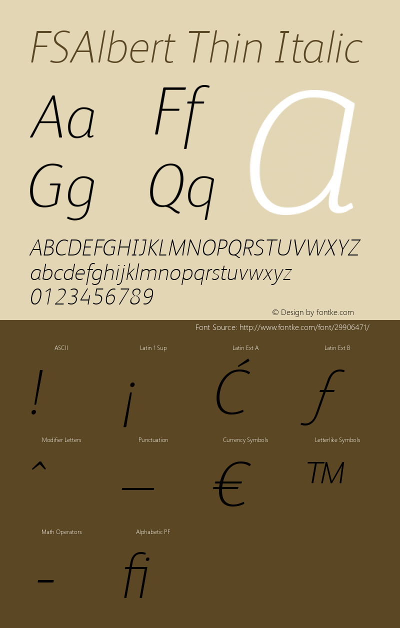 FSAlbert Thin Italic Version 1.000;PS 001.000;hotconv 1.0.38图片样张