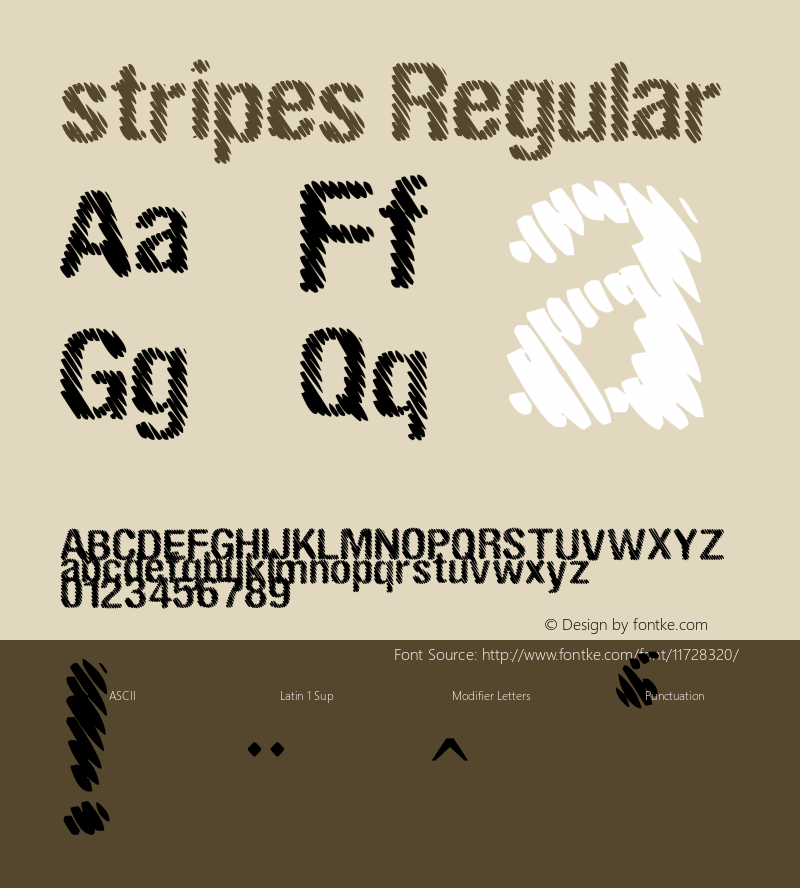 stripes Regular Version 1.00 February 25, 2013, initial release图片样张