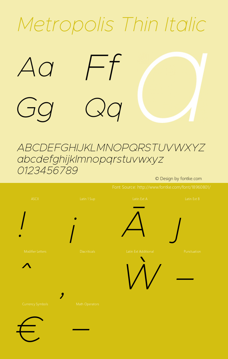 Metropolis Thin Italic Version 1.000图片样张