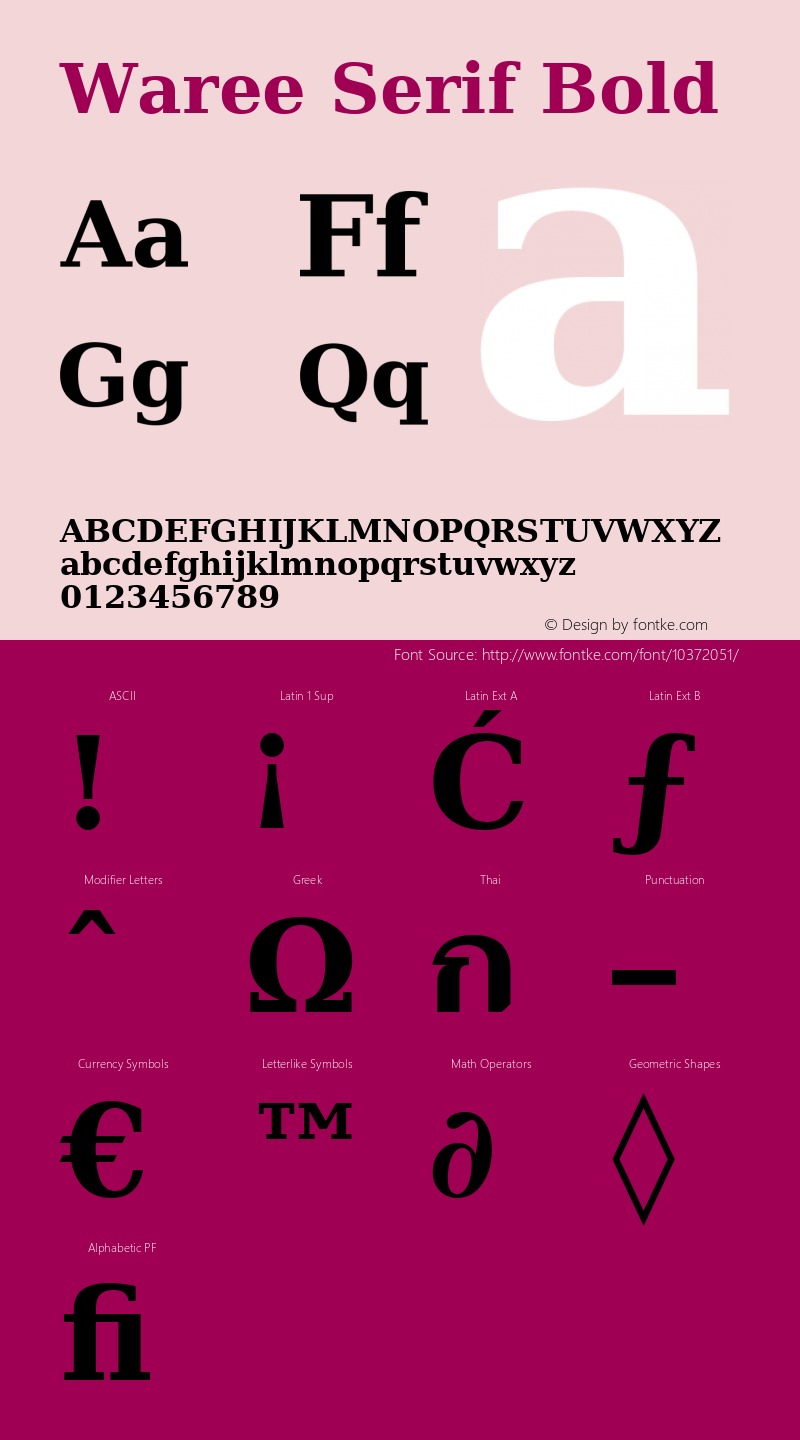 Waree Serif Bold Release 1.10图片样张