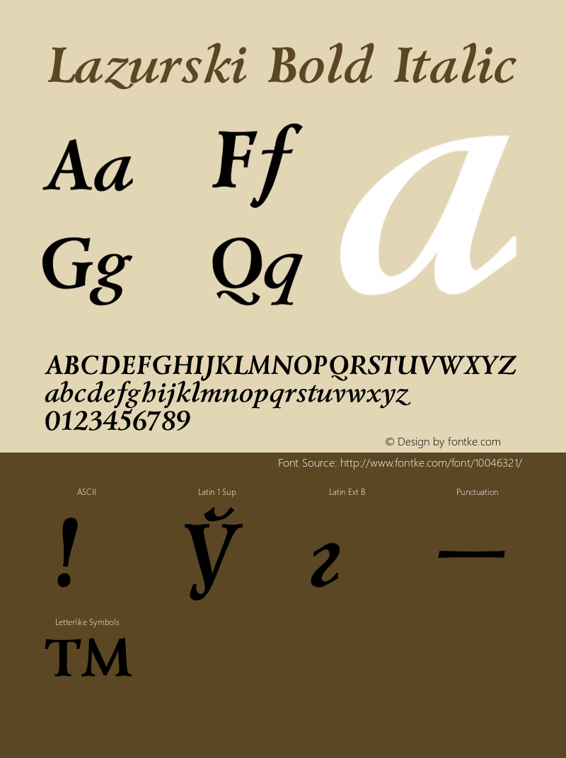 Lazurski Bold Italic Converted from t:\LZT.BF1 by ALLTYPE图片样张