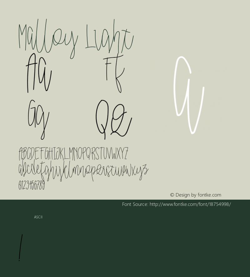 Malloy Light Version 1.000;PS 001.001;hotconv 1.0.56图片样张