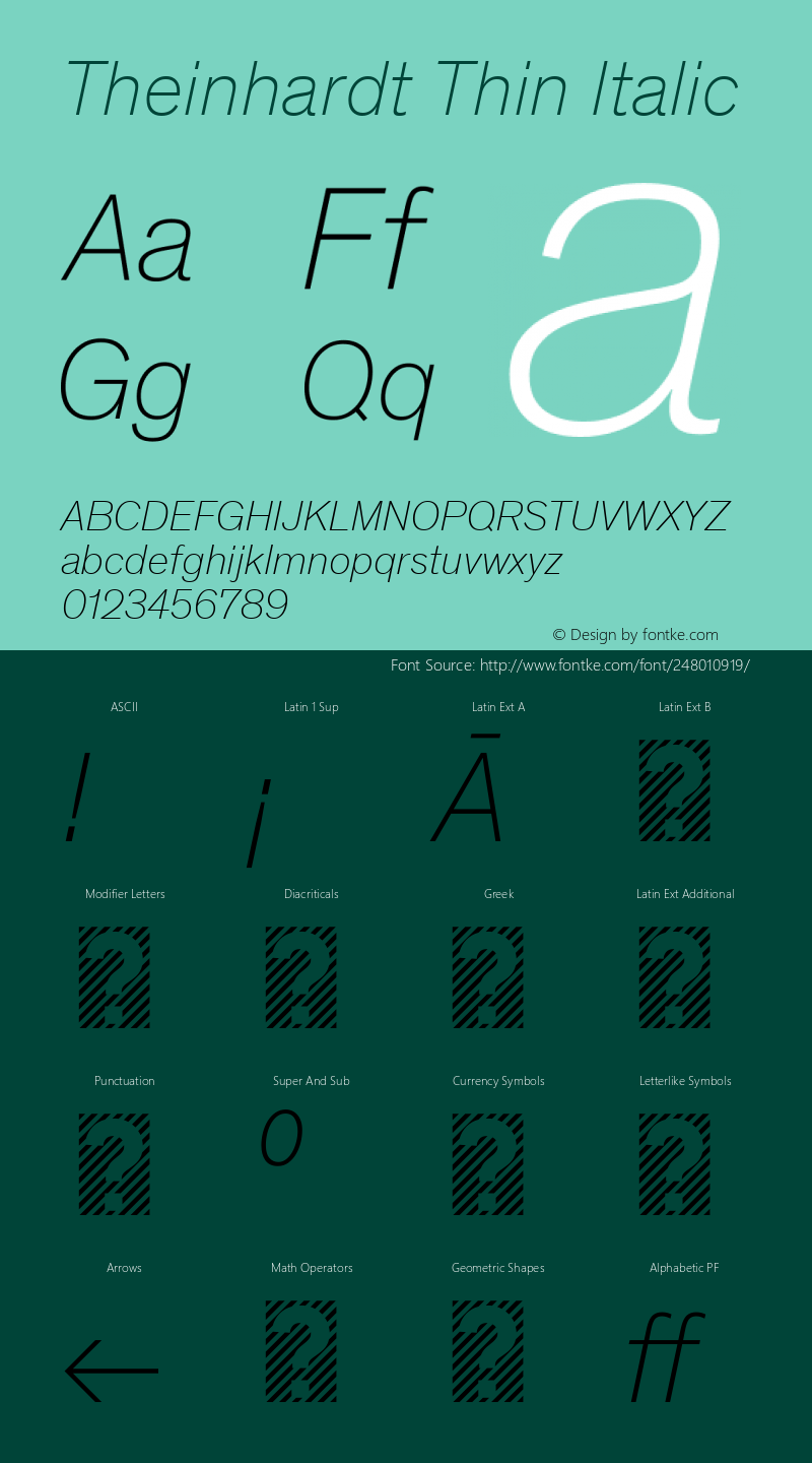 Theinhardt Thin Italic Version 4.003; build 0007图片样张