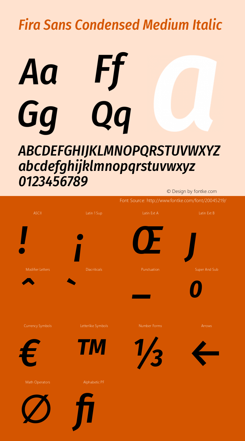 Fira Sans Condensed Medium Italic Version 4.201图片样张