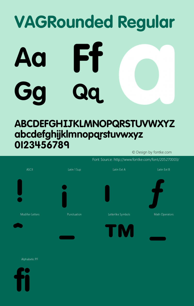 VAGRounded Version 1.00;October 5, 2019;FontCreator 11.5.0.2422 32-bit图片样张