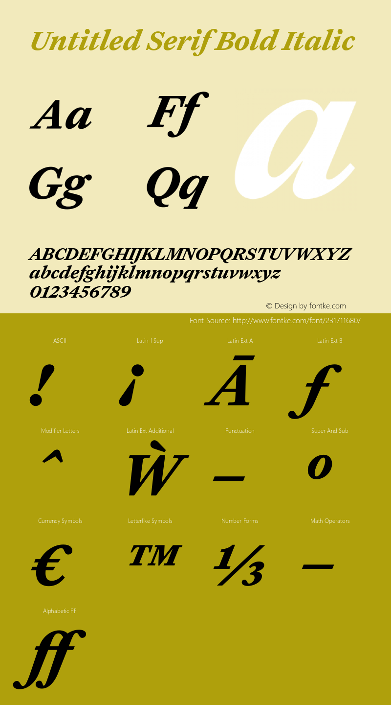 Untitled Serif Bold Italic Version 1.000图片样张