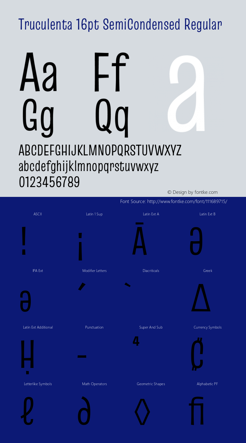 Truculenta 16pt SemiCondensed Regular Version 1.002图片样张