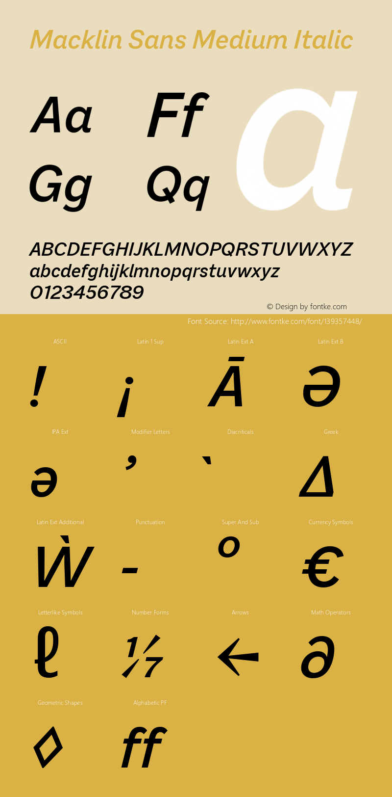 Macklin Sans Medium Italic Version 1.00, build 28, s3图片样张