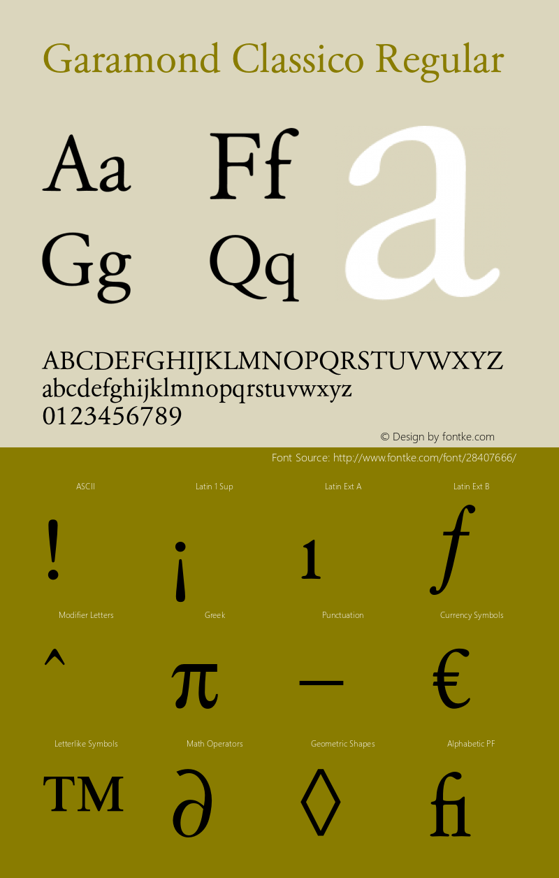 Garamond Classico Version 1.00图片样张