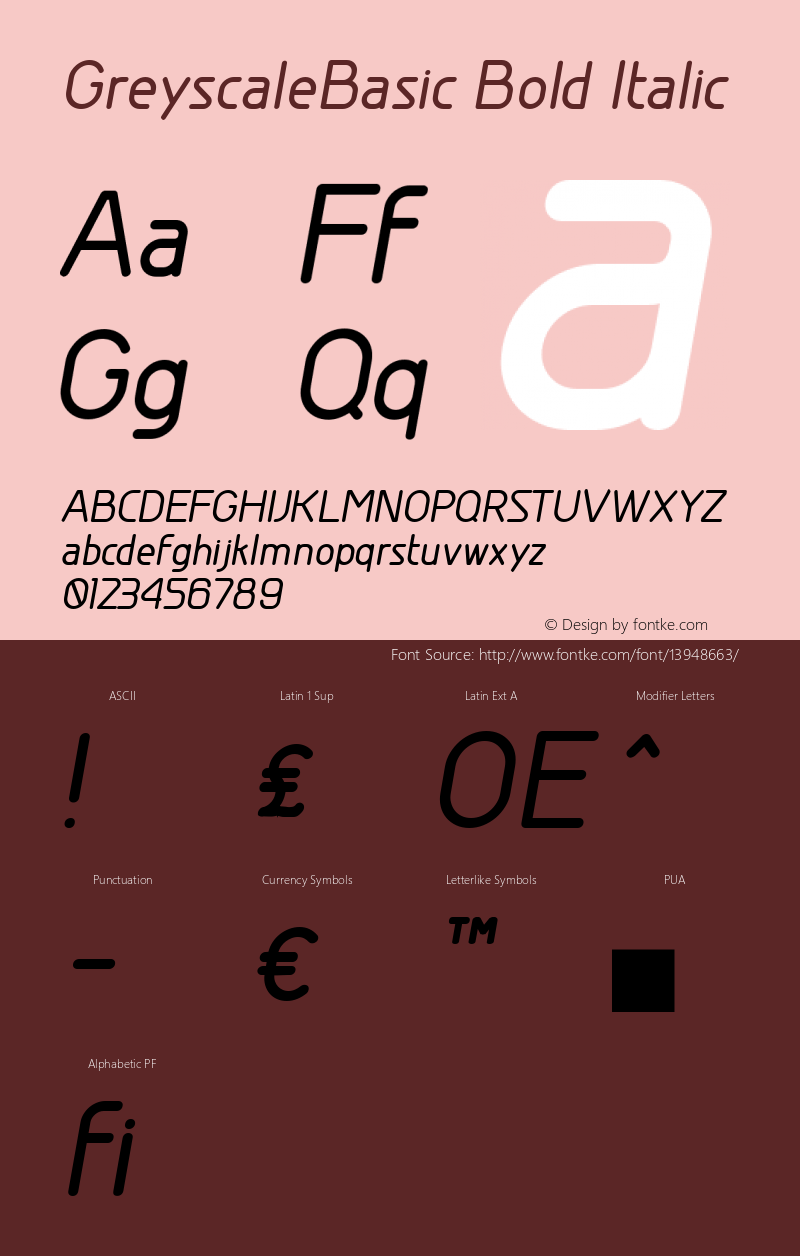GreyscaleBasic Bold Italic Version 001.000图片样张